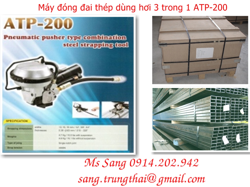 Máy niềng đai thép dùng khí nén đai 19mm ATP200